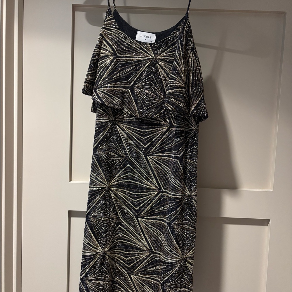 Everly Black and Gold Patterned Dress